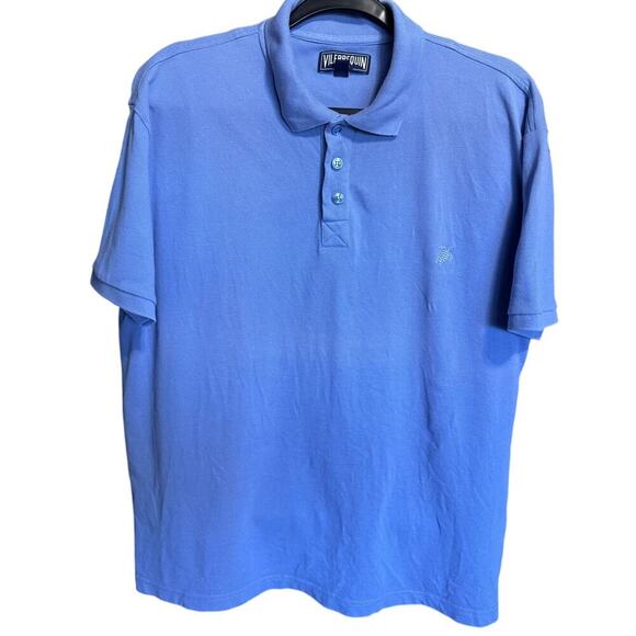 Vilebrequin Turtle Embroidered Polo Shirt Tencel Short Sleeves Blue Size XL - Picture 5 of 10